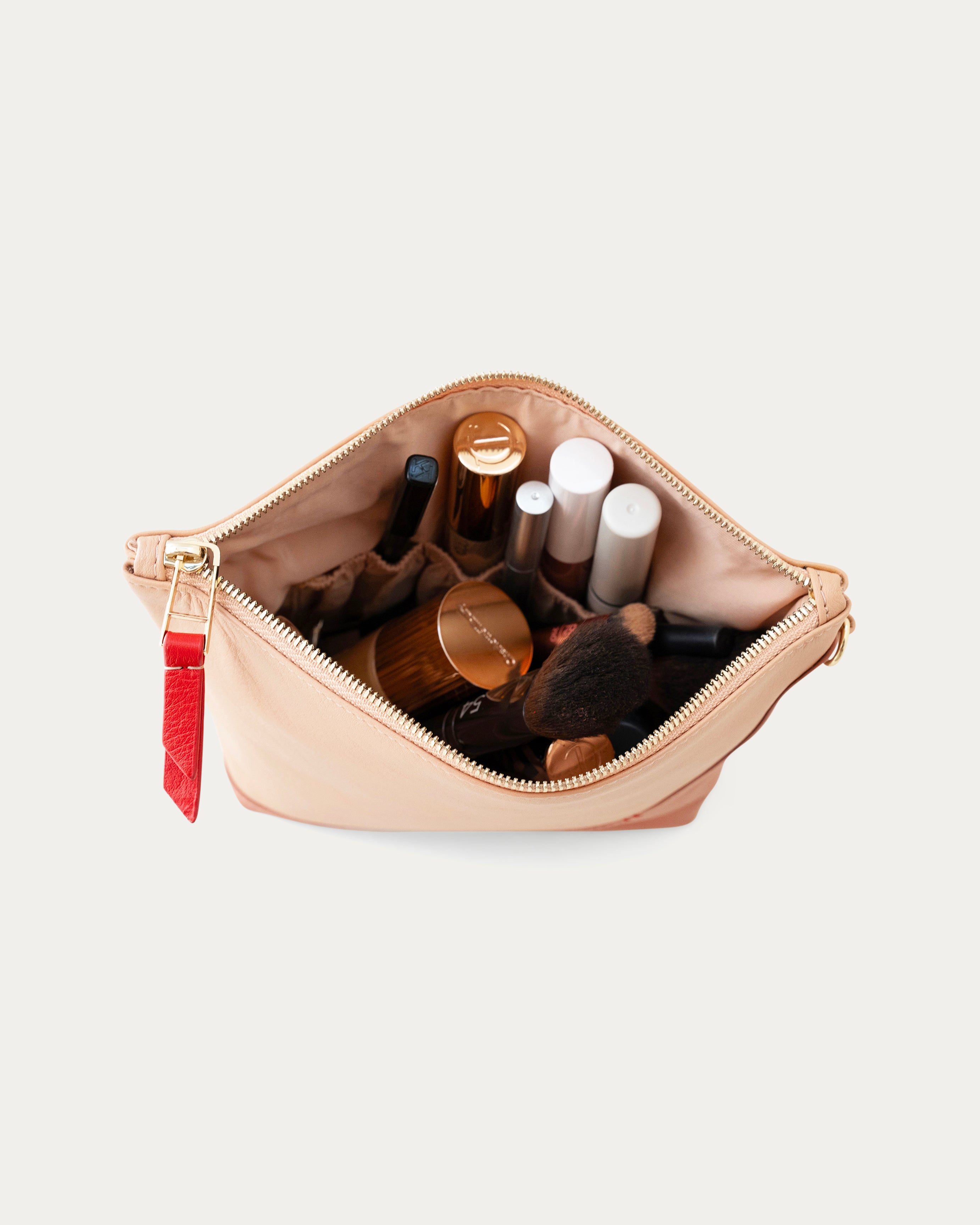 Two-tone beige and pink pouch on a white background - Kuwait bags - KSA Bags