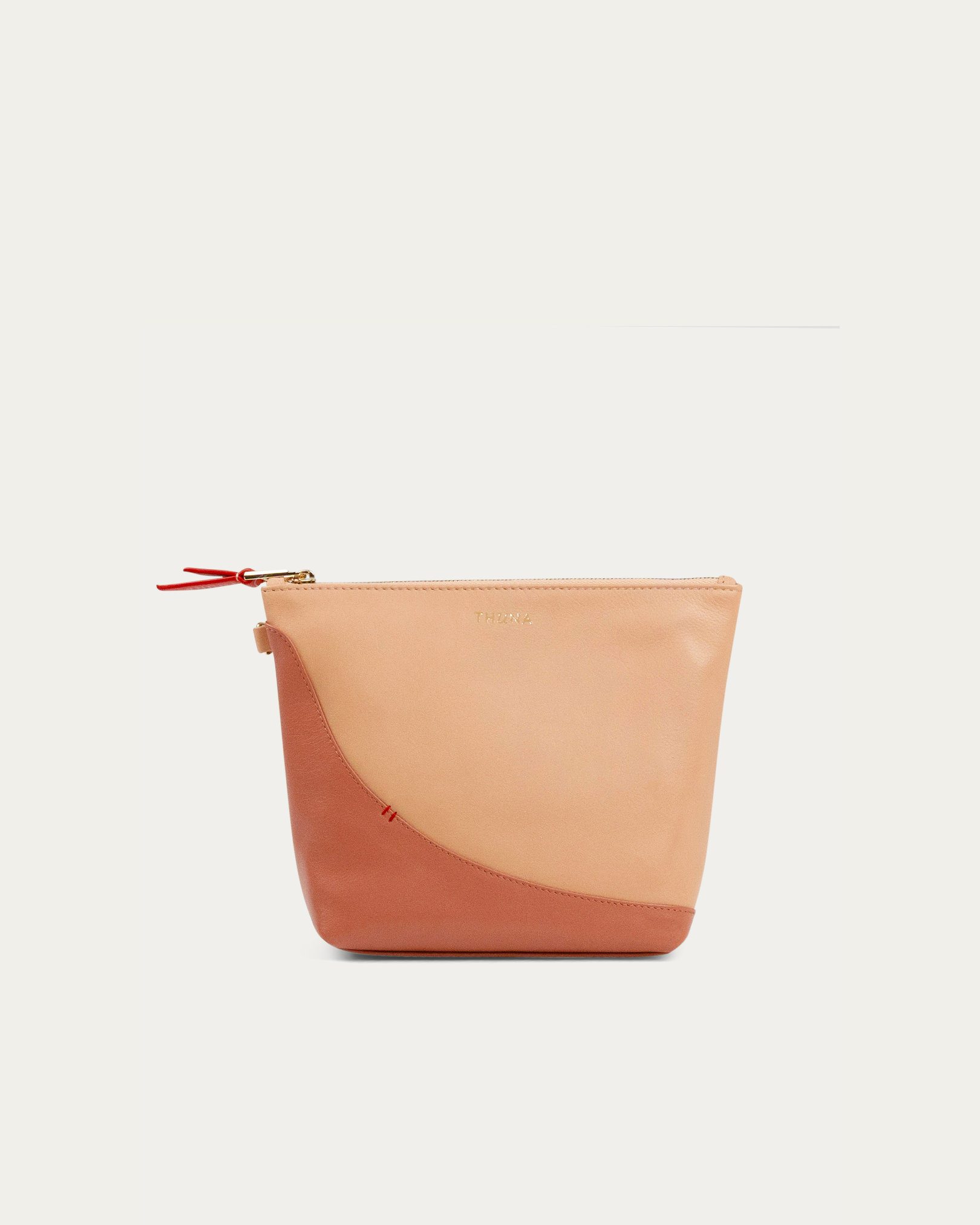 Two-tone beige and pink pouch on a white background - Kuwait bags - KSA Bags
