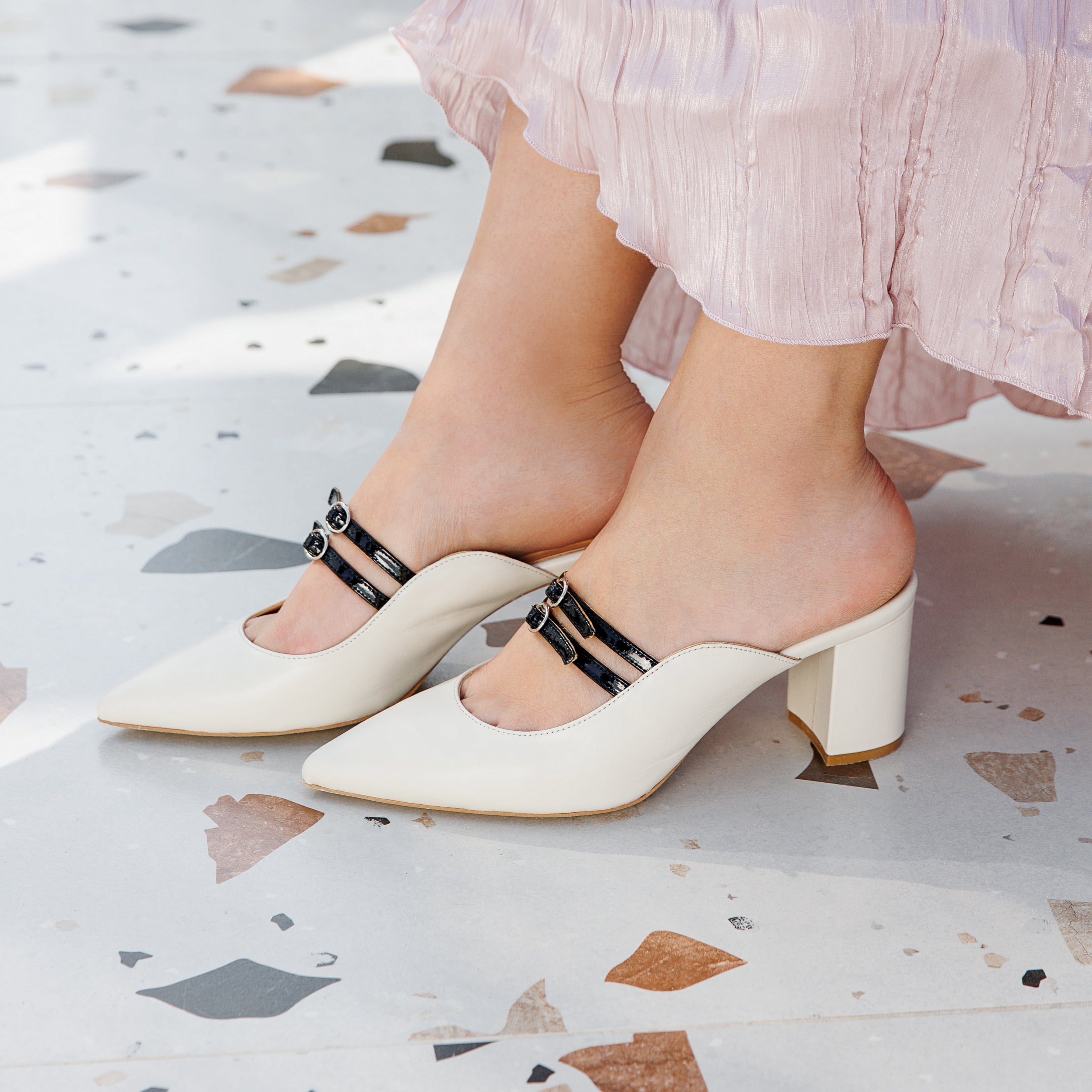 Lora cream heel - THUNA