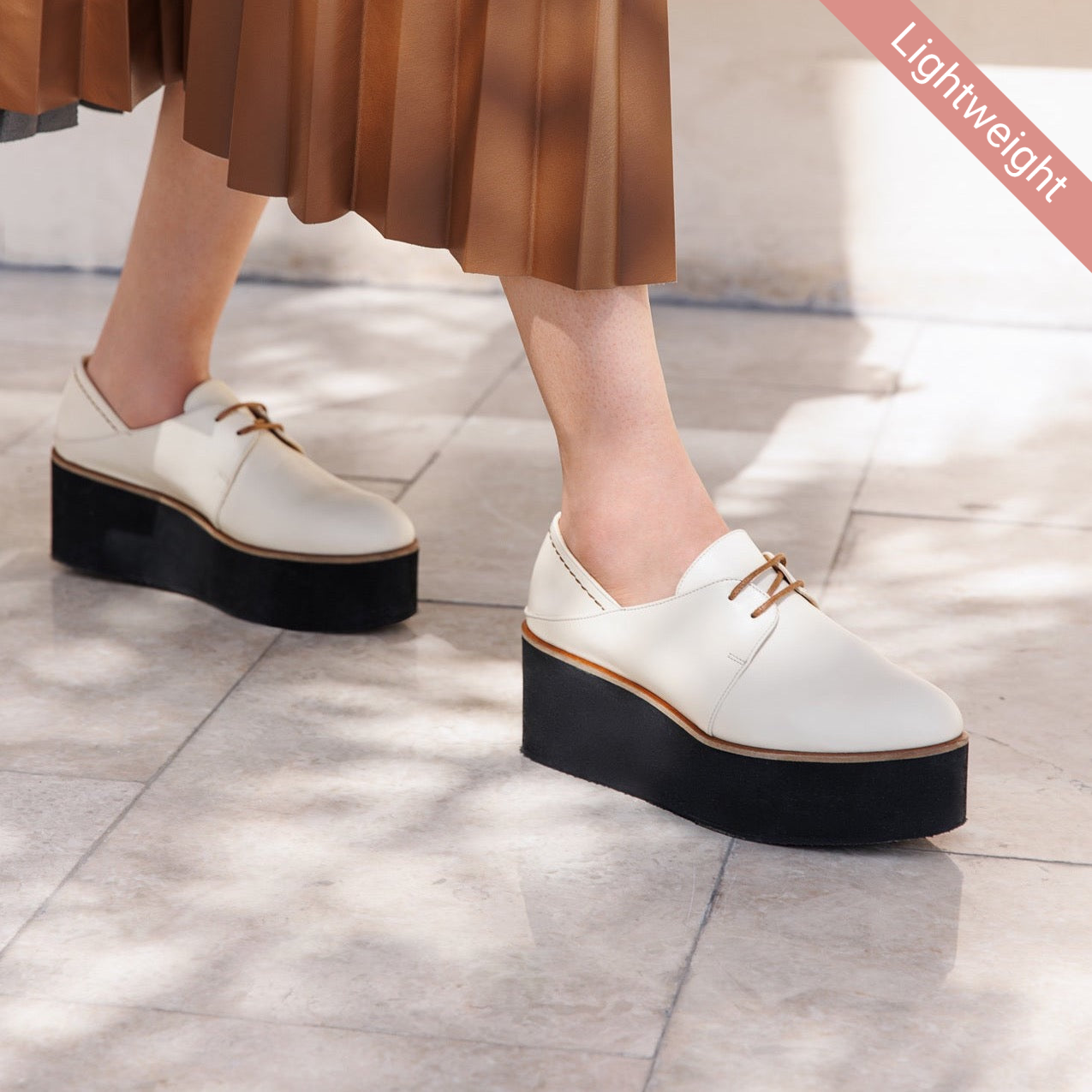 Lima cream platform - Oxfords - kuwait - Ksa- shoes