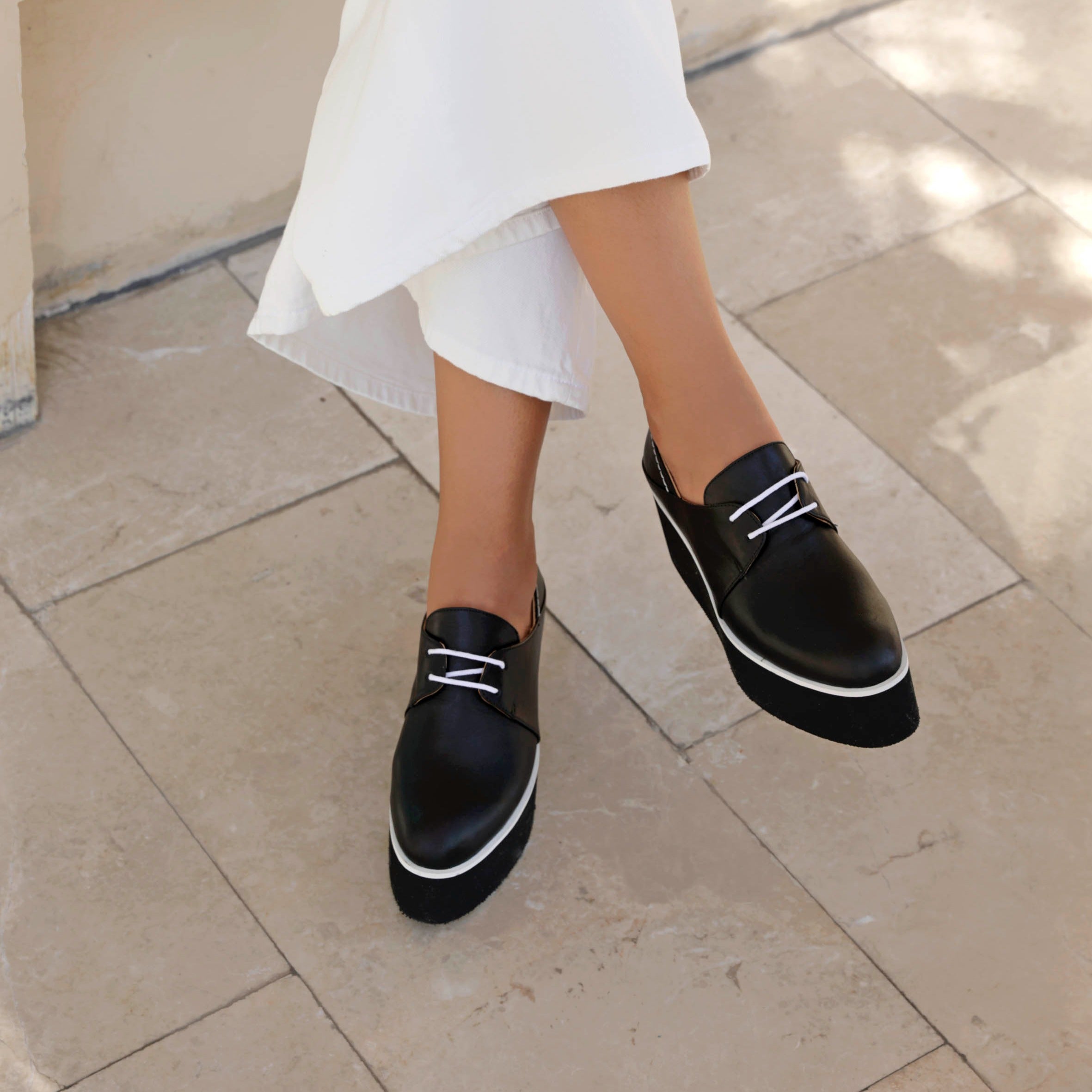 Lima black platform - Oxfords - kuwait - Ksa- shoes