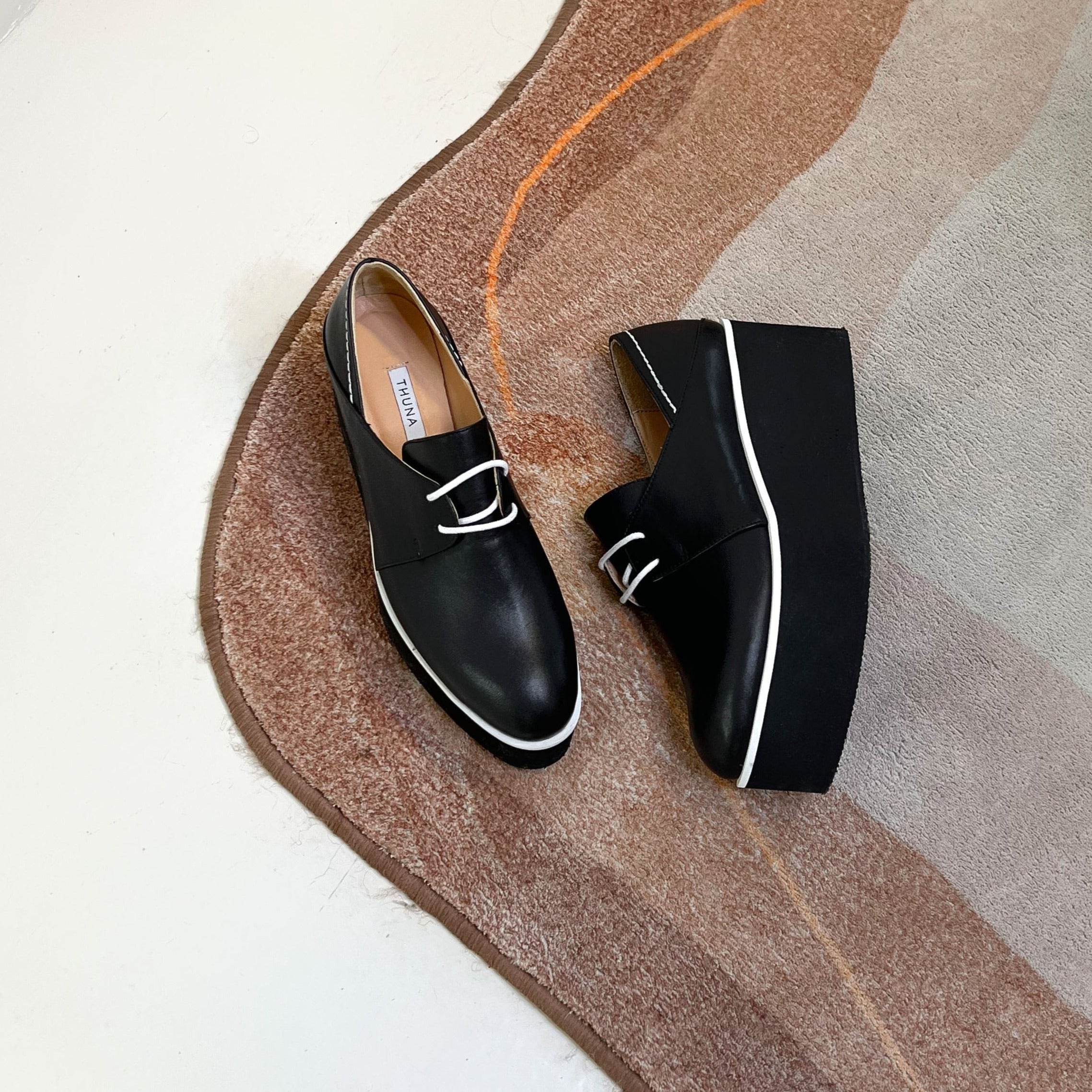 Lima black platform - Oxfords - kuwait - Ksa- shoes