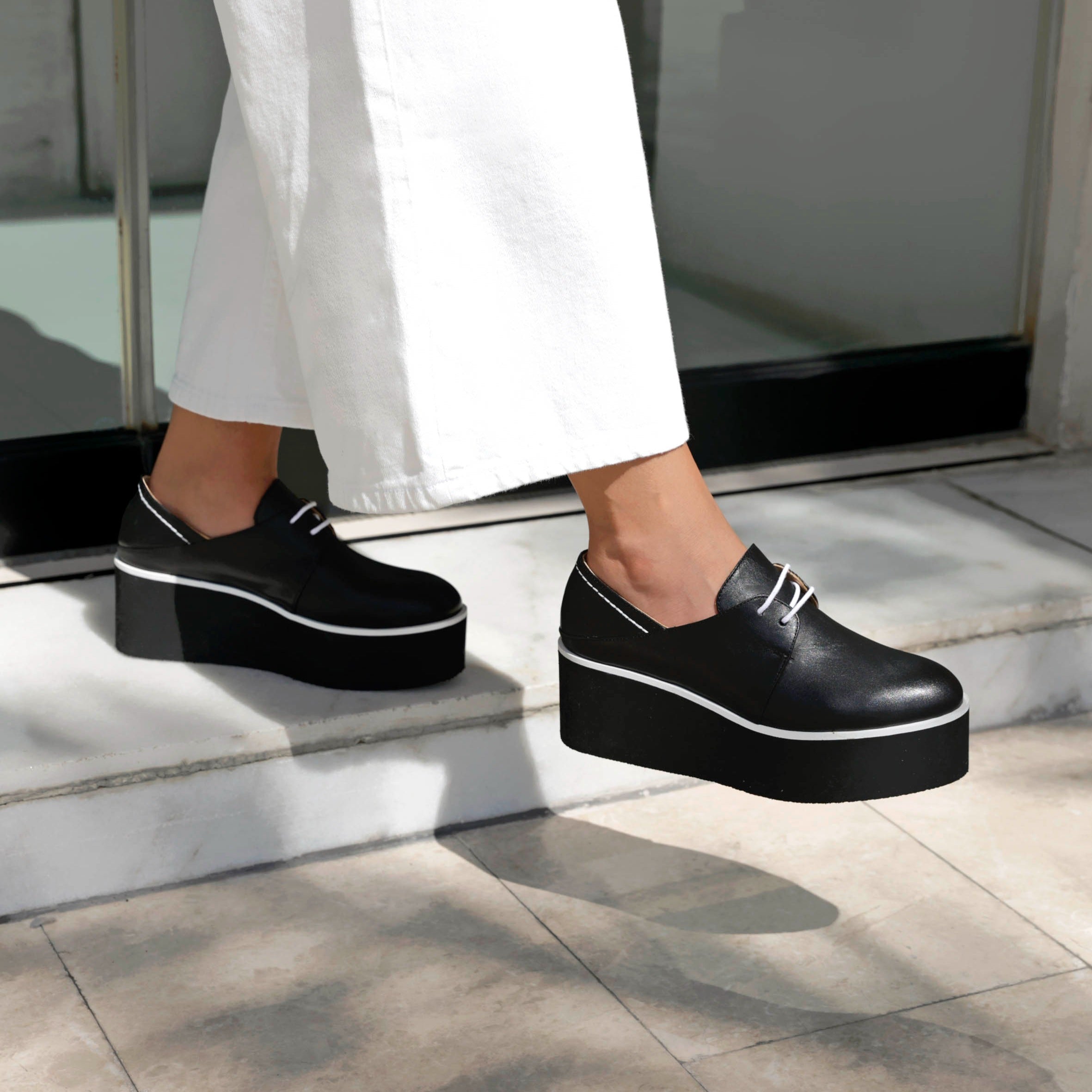 Lima black platform - Oxfords - kuwait - Ksa- shoes